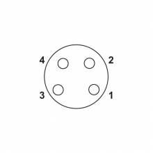 PCB Connector, Insert, A Code - M8 4pins A code female straight rear panel mount connector, unshielded, insert